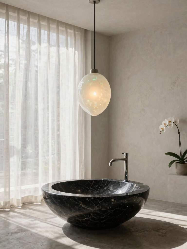 artistic powder room lighting