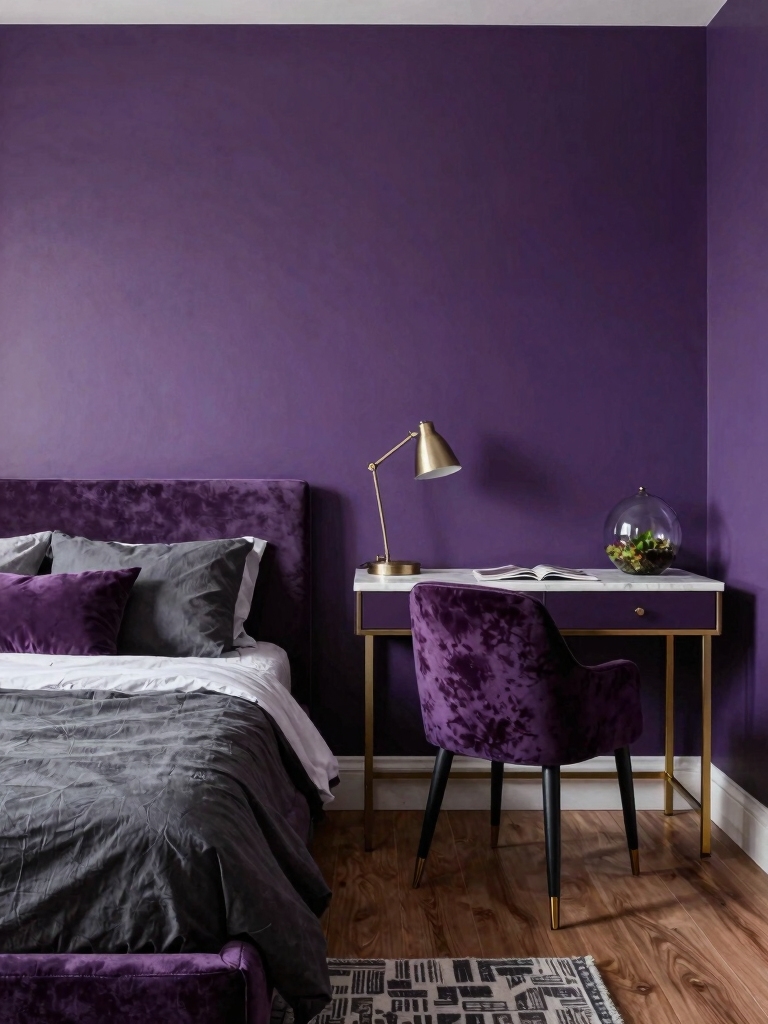balanced purple wall accents