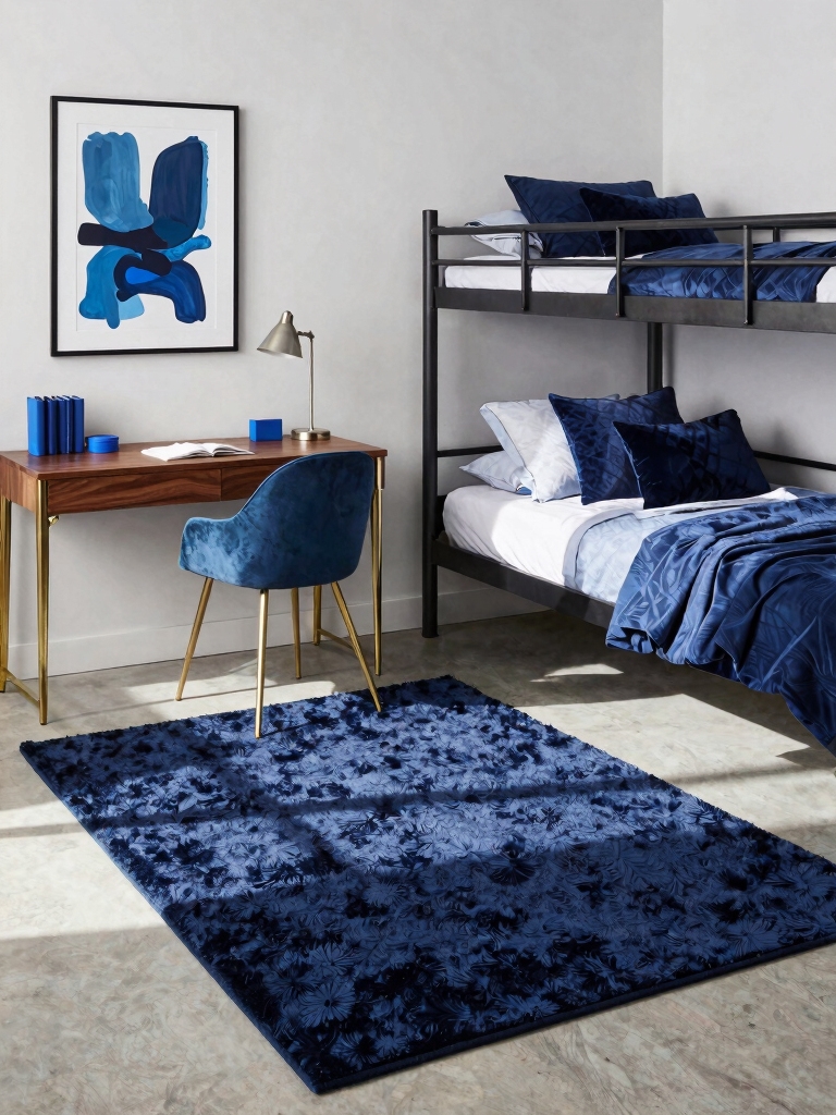 blue rug defines space