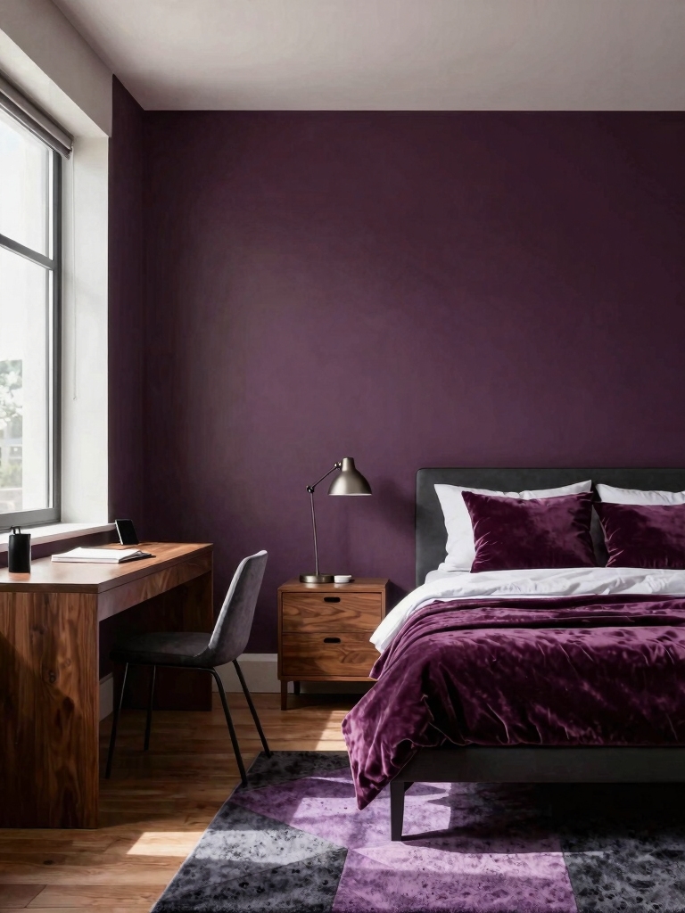 bold purple accent wall