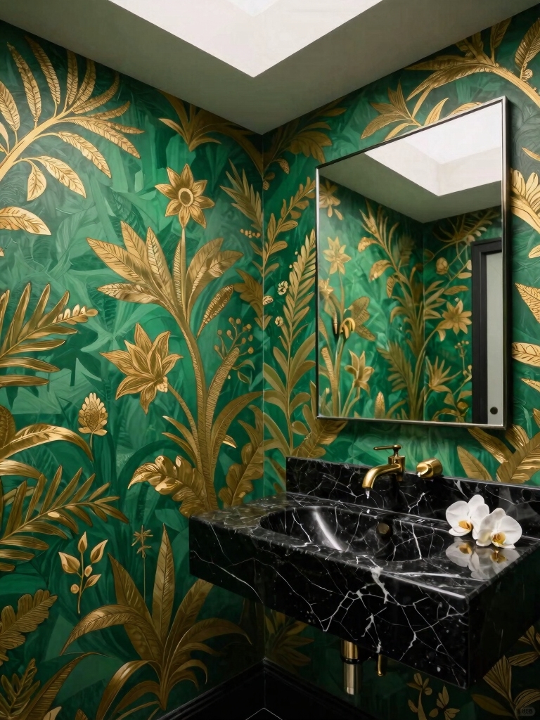 bold wallpaper for powder rooms