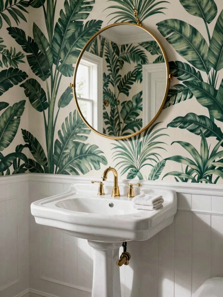 bold wallpaper or wainscoting
