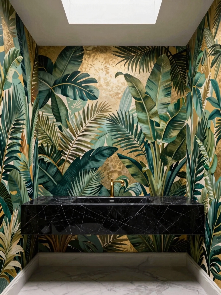 bold wallpaper transforms powder rooms