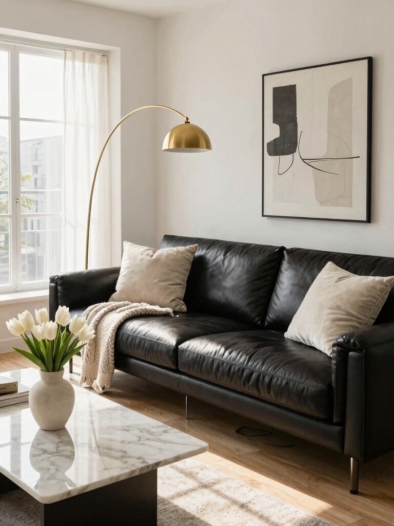 brighten black sofa decor