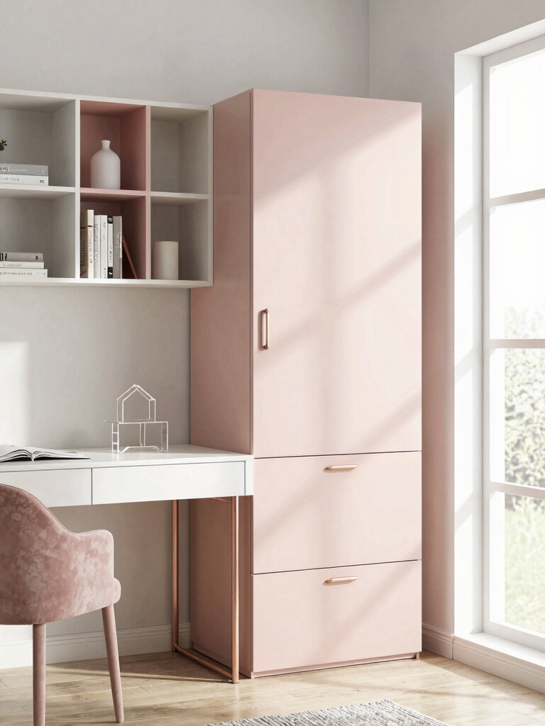 chic blush and white storage solutions