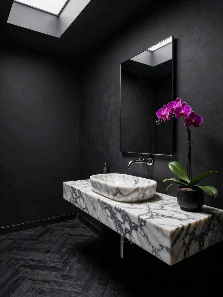 chic dark powder room designs