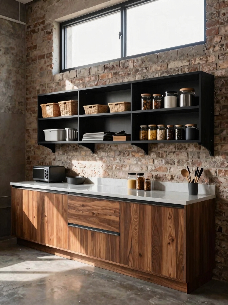 clutter free utility room shelves
