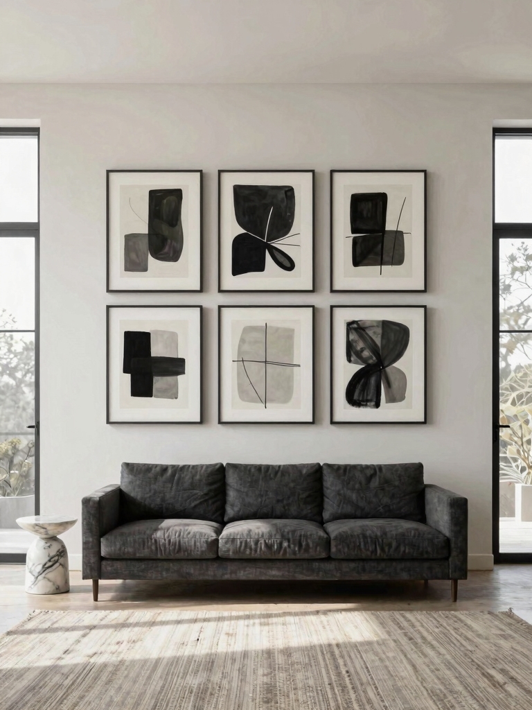 cohesive neutral gallery wall