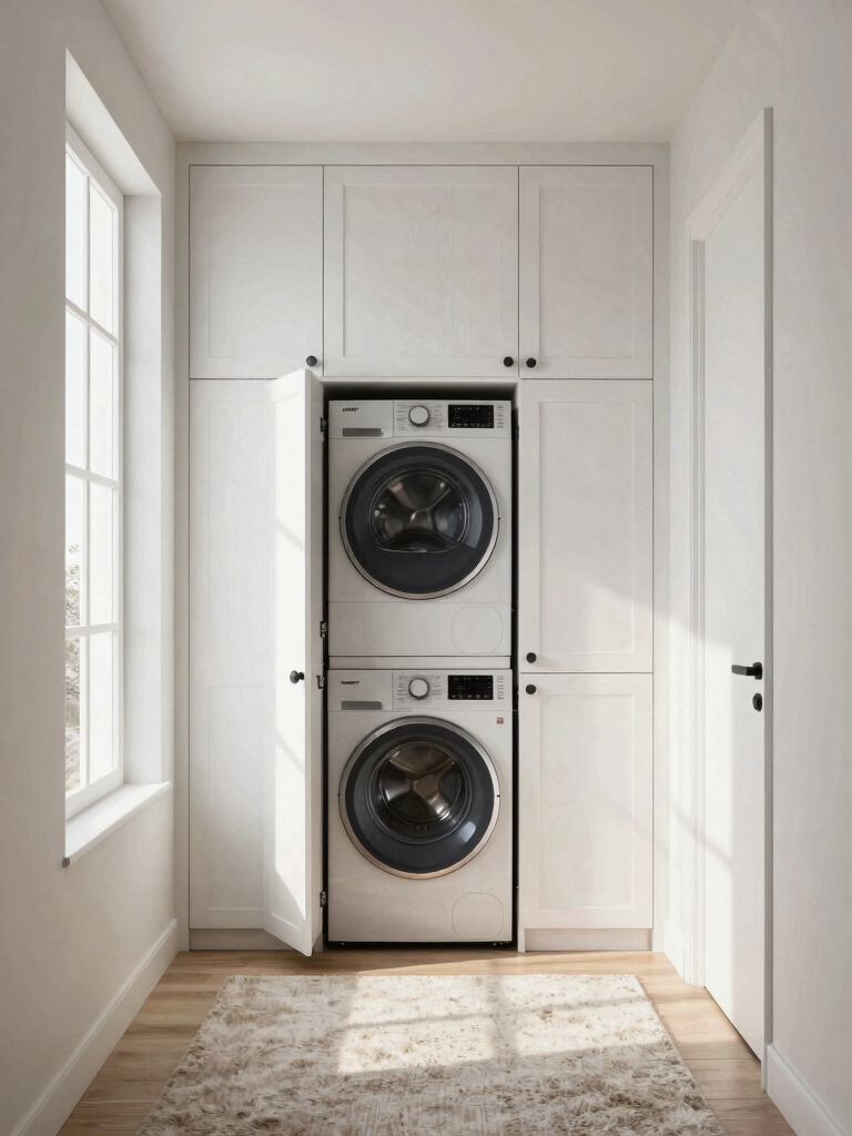 concealed minimalist laundry storage