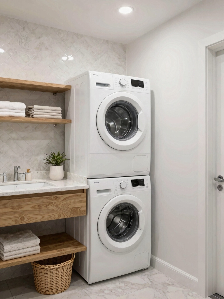 convenient bathroom laundry alcove