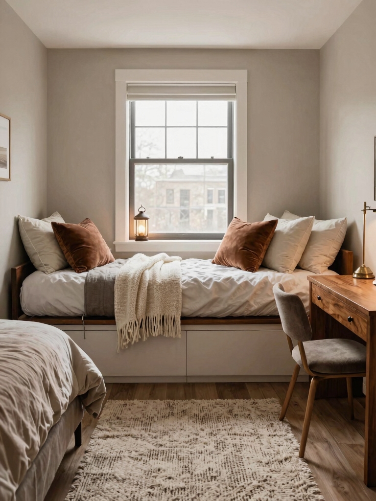 cozy lighting and textiles