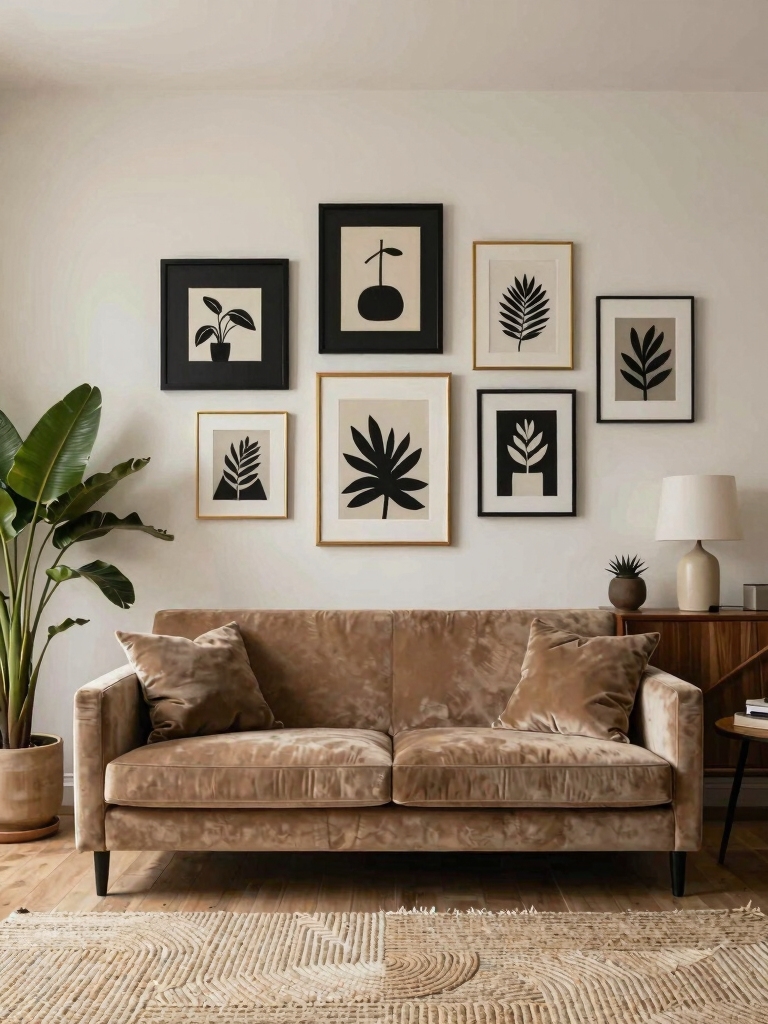 cozy pastel gallery wall