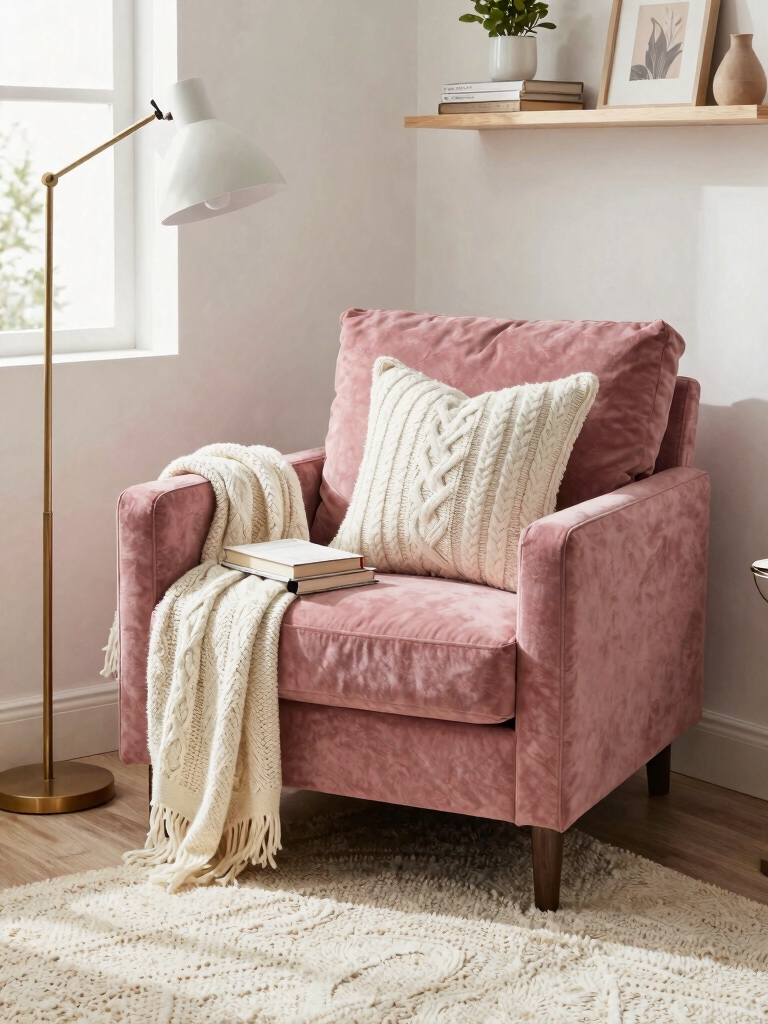 cozy pink pillow nook