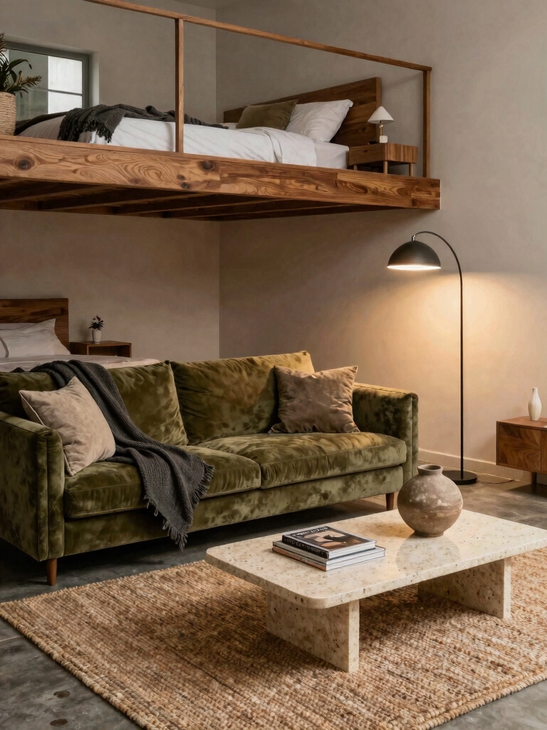 cozy under loft hangout space
