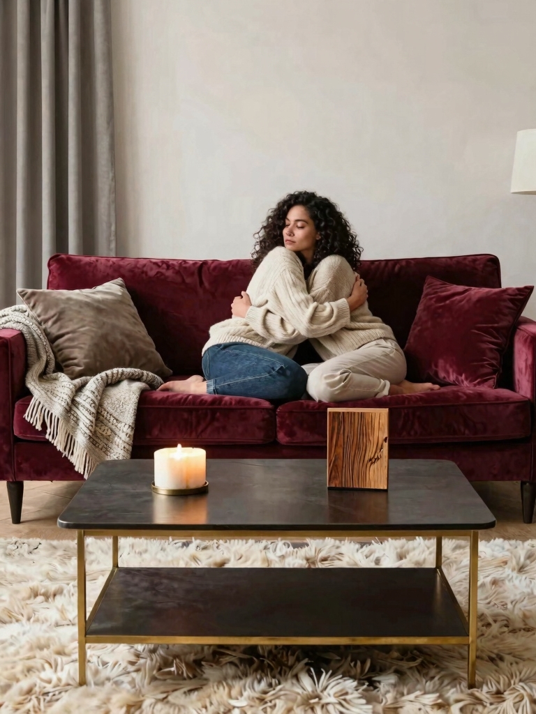 cozy velvet and knit furnishings