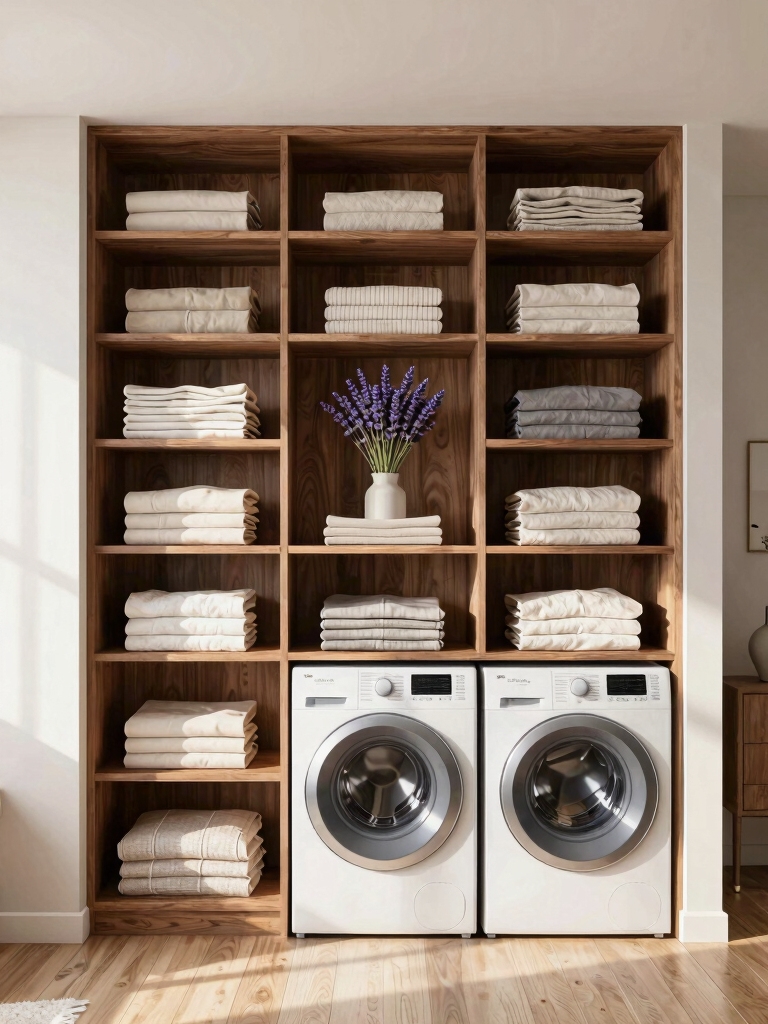 custom shelves above appliances