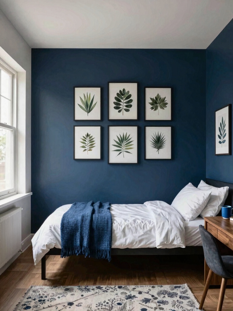 deep navy accent wall