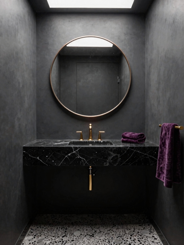 dramatic dark powder rooms