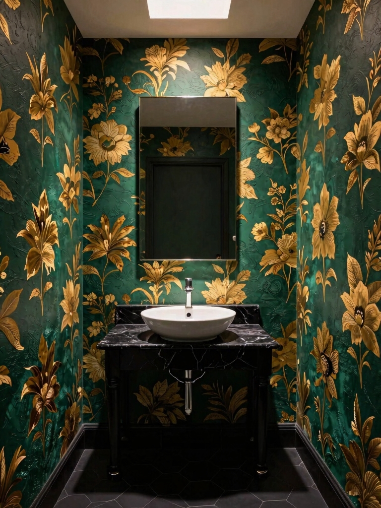 dramatic floor to ceiling wallpaper