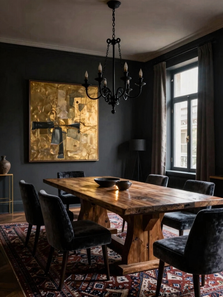 dramatic moody dining designs