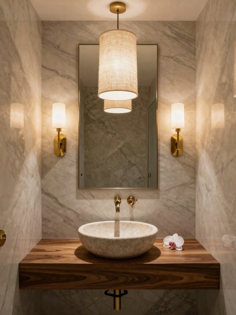 dramatic powder room lighting
