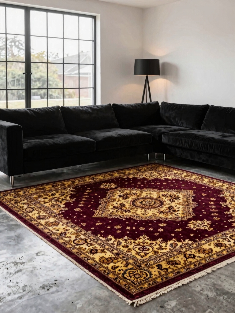 dramatic rug defines space