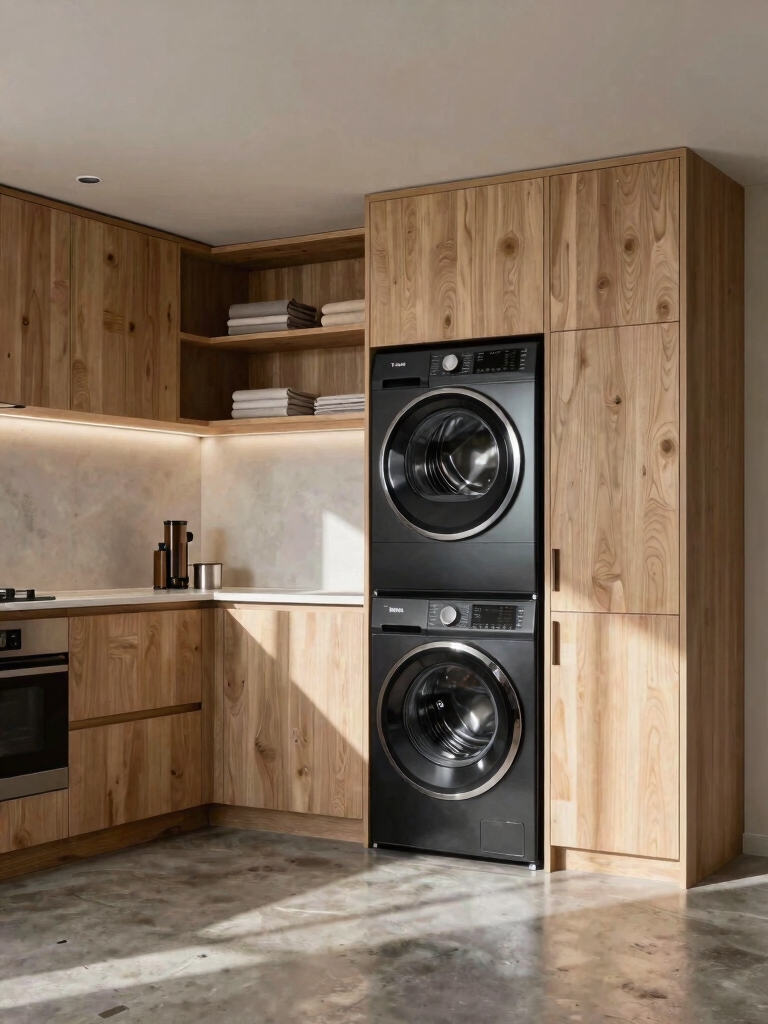 efficient kitchen laundry corner