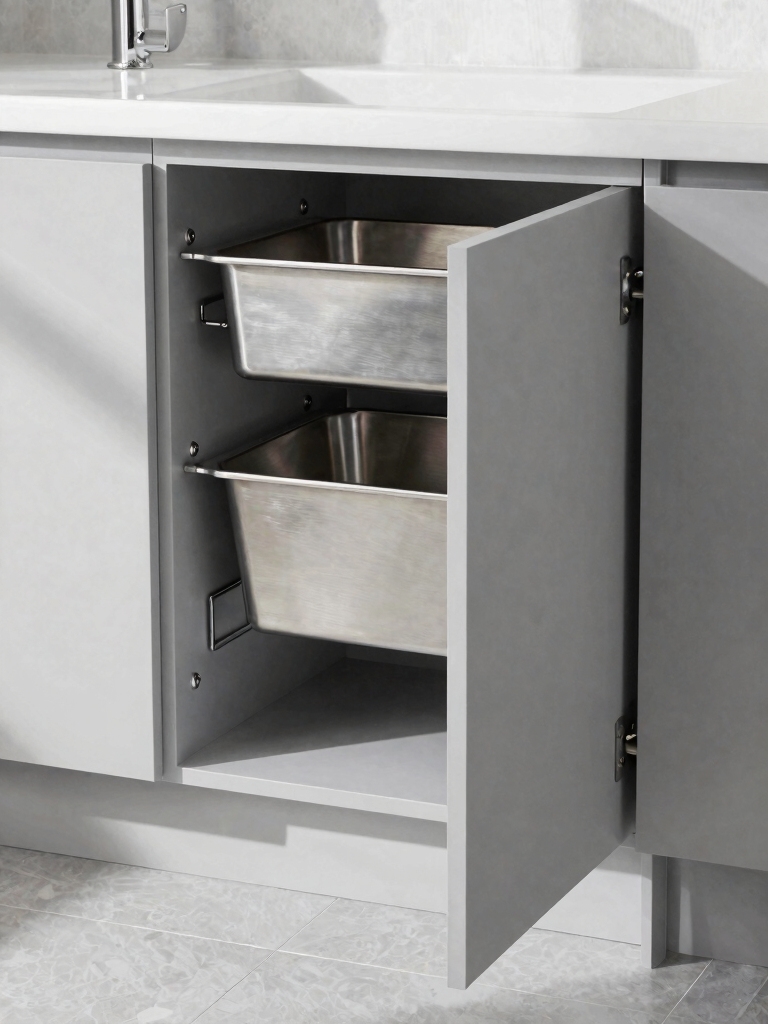 efficient pull out trash cabinet