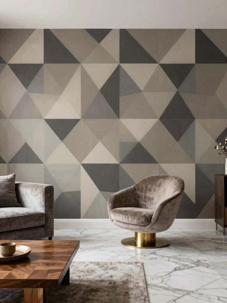 geometric wallpaper enhances interiors