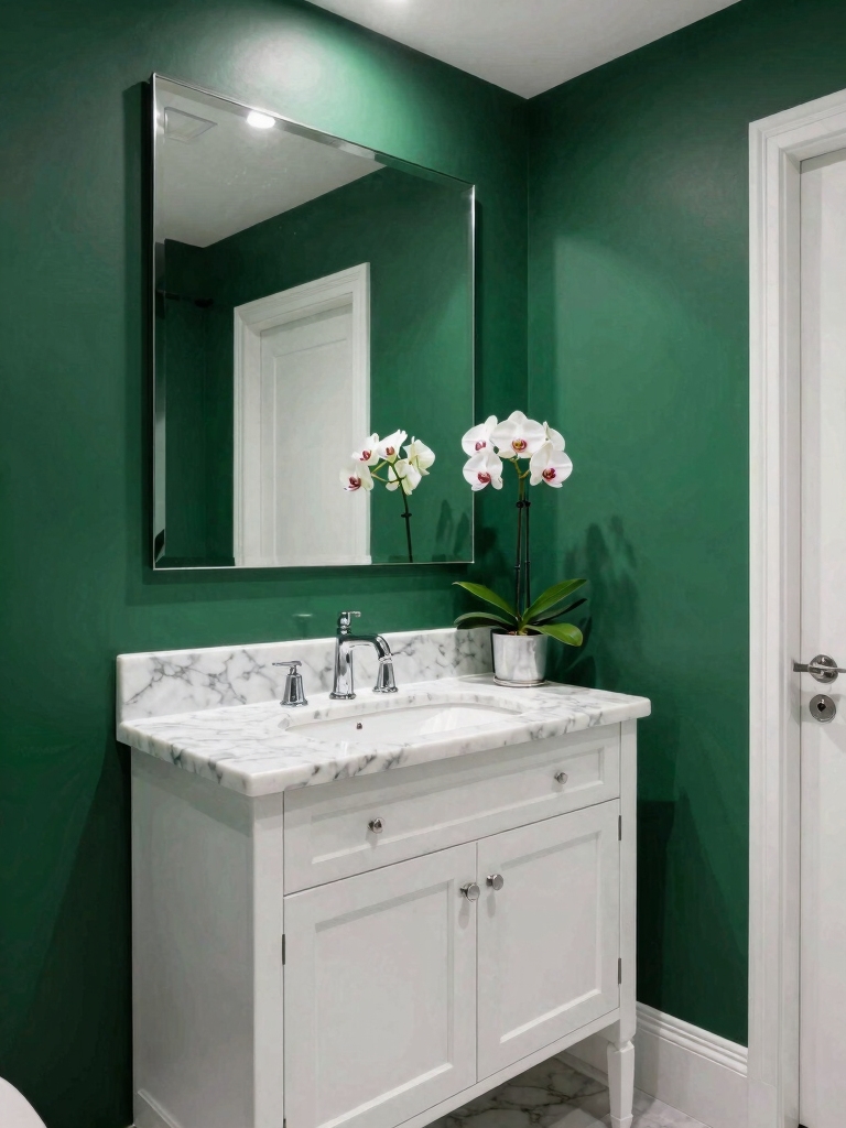 green walls white millwork