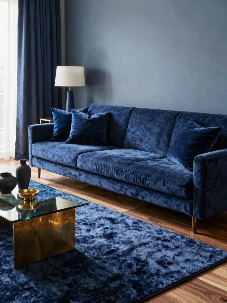 indigo accents enhance sophistication