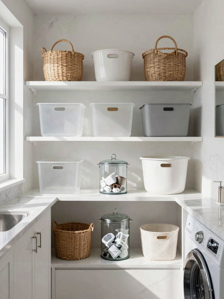 labeled bins for organization