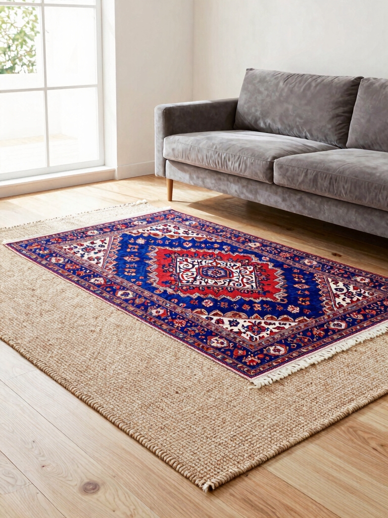 layered rugs define spaces