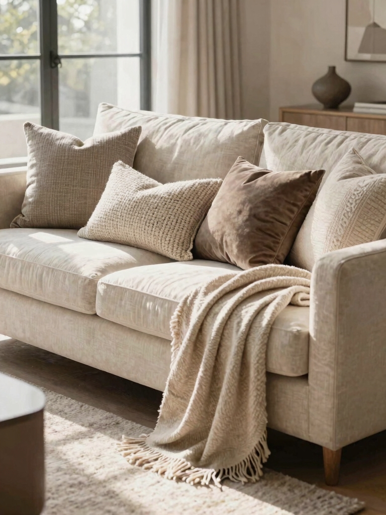 layered textures with pillows