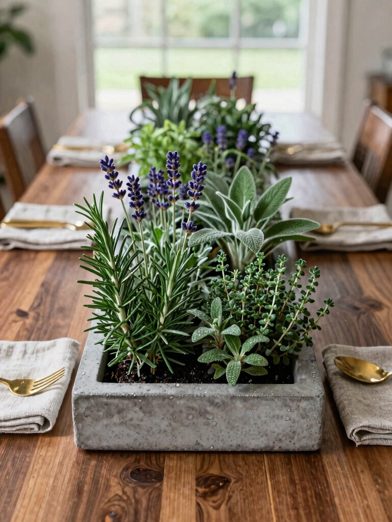 lush herb garden centerpiece