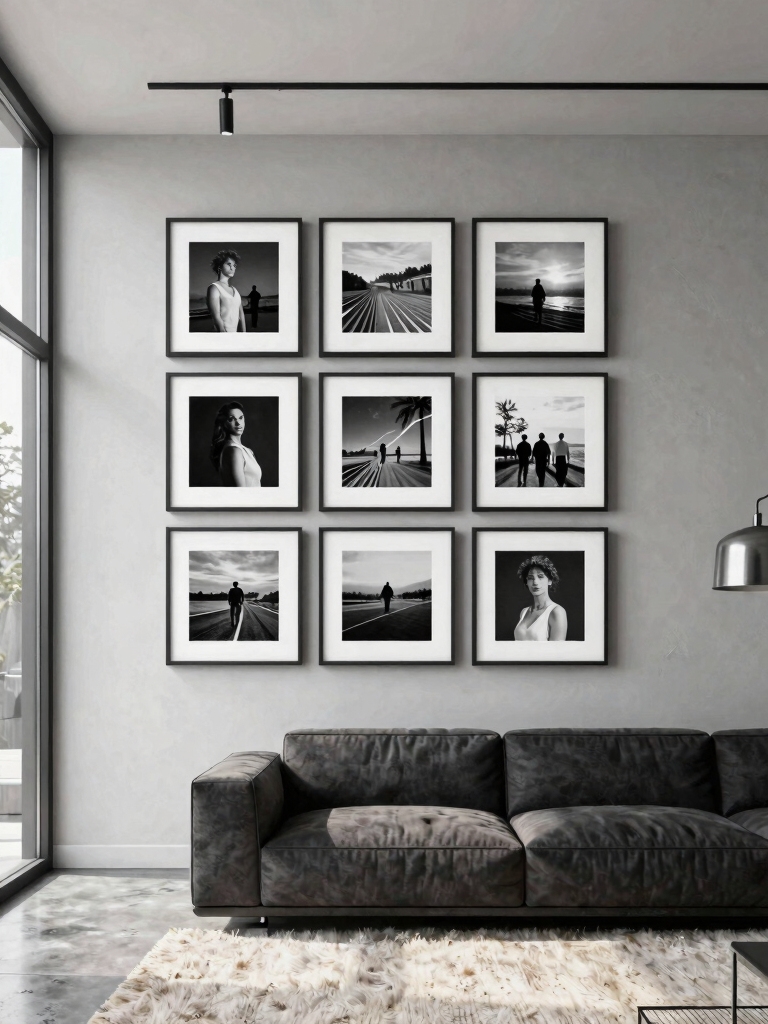monochromatic art grid curation