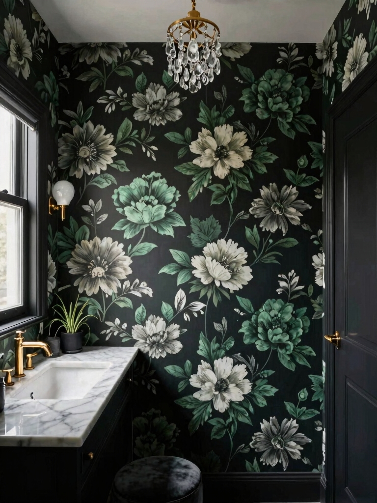 moody floral wallpaper transformation