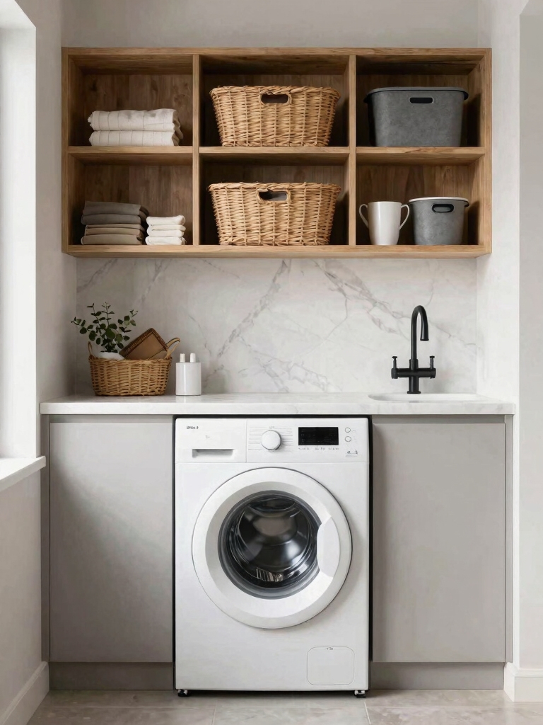 organized laundry room supplies