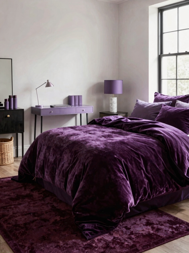 purple themed dorm room ideas