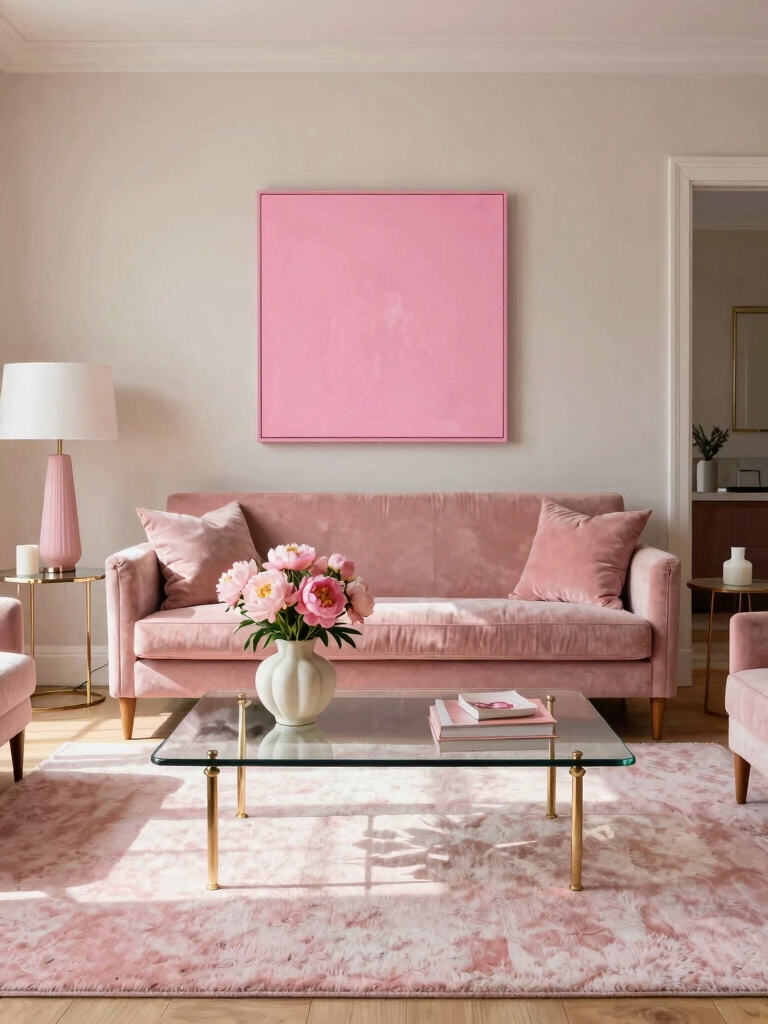 romantic pink living room accents