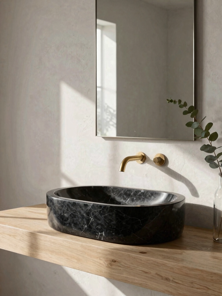 sculptural basin enhances personality