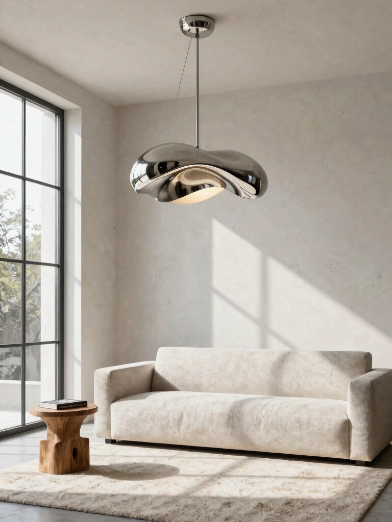 sculptural lighting enhances decor