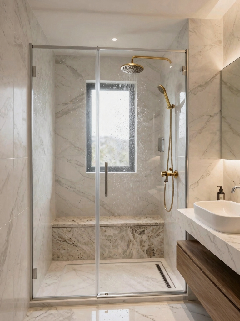 sleek accessible shower enclosure