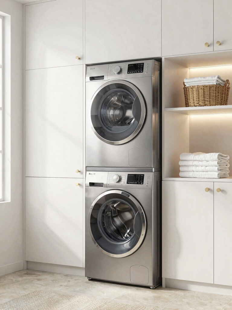 stacked appliances reclaimed space