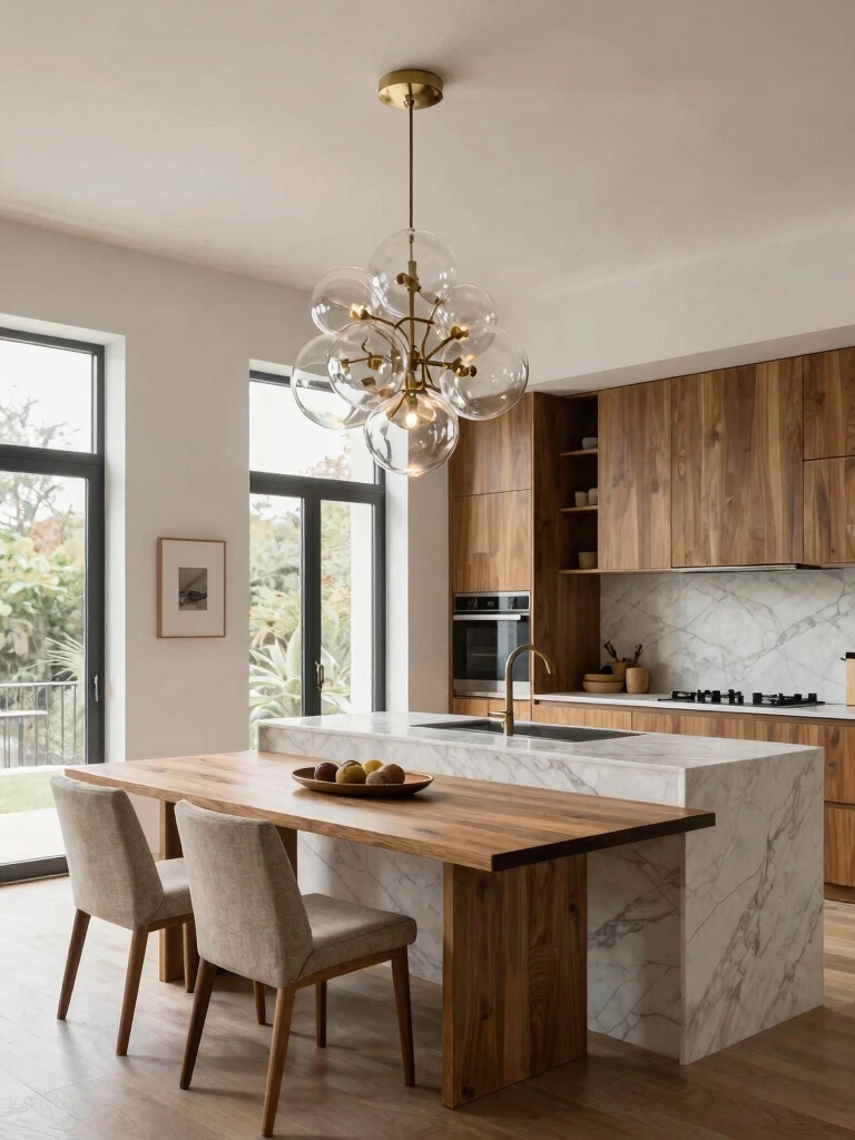 statement fixture enhances kitchen