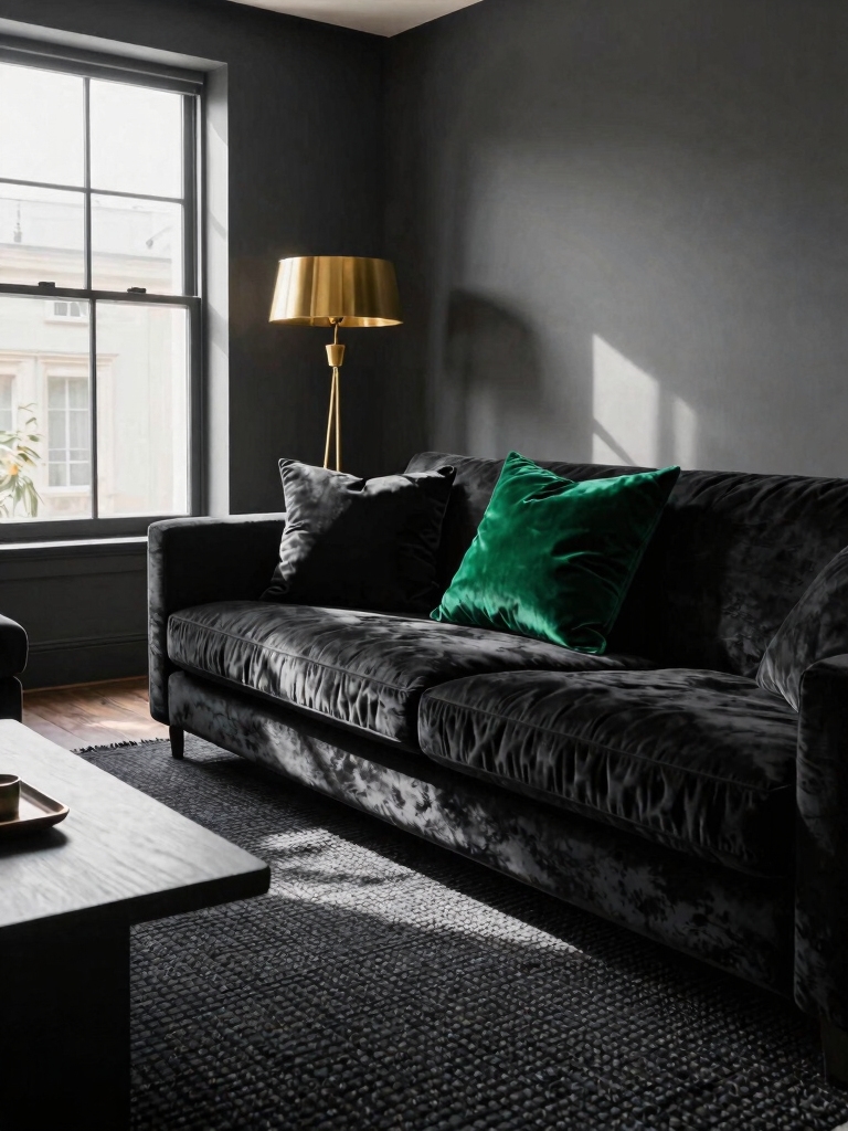 striking black living room decor