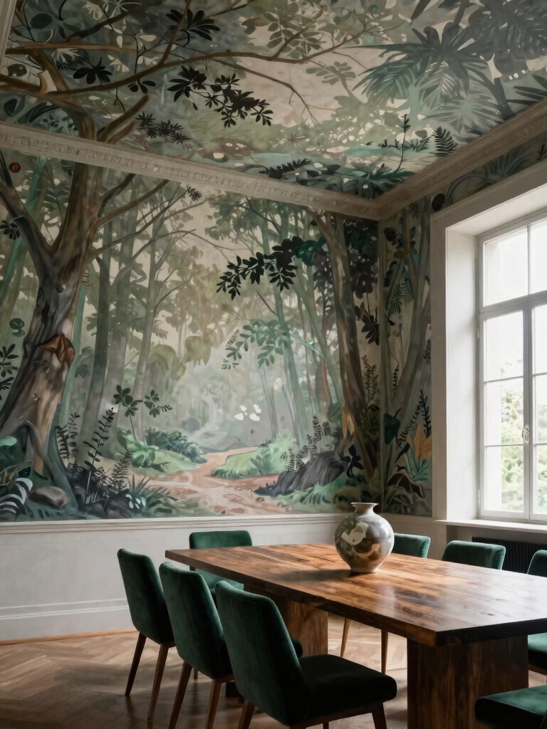 stunning dining room mural