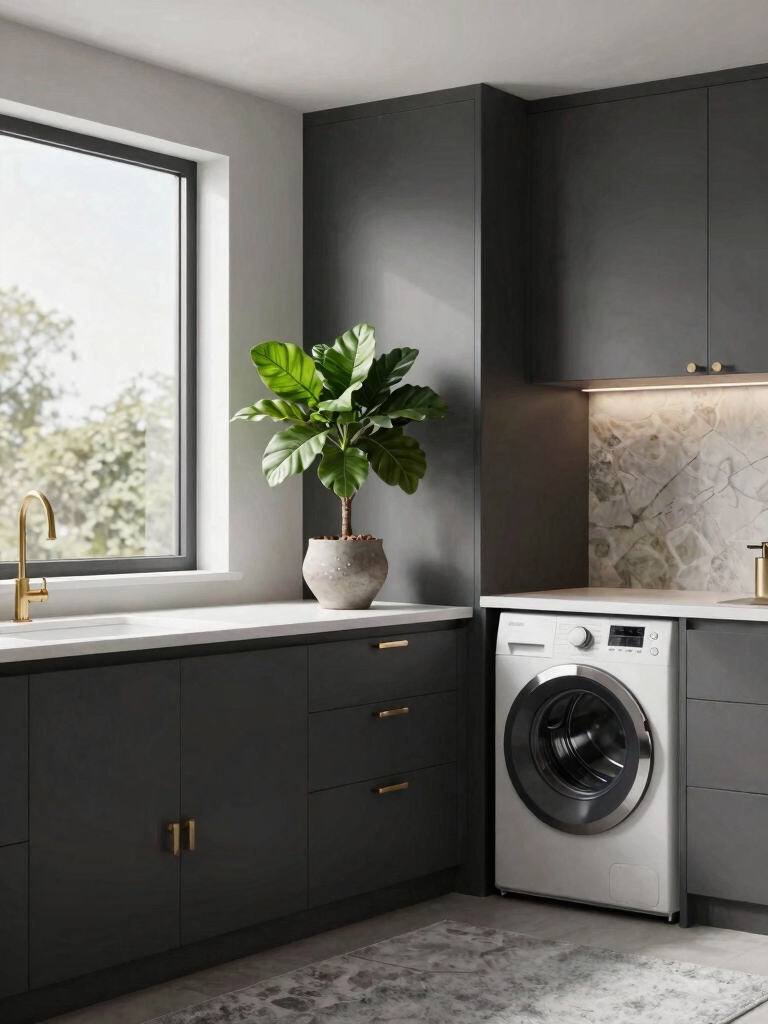 stylish and simple laundry decor