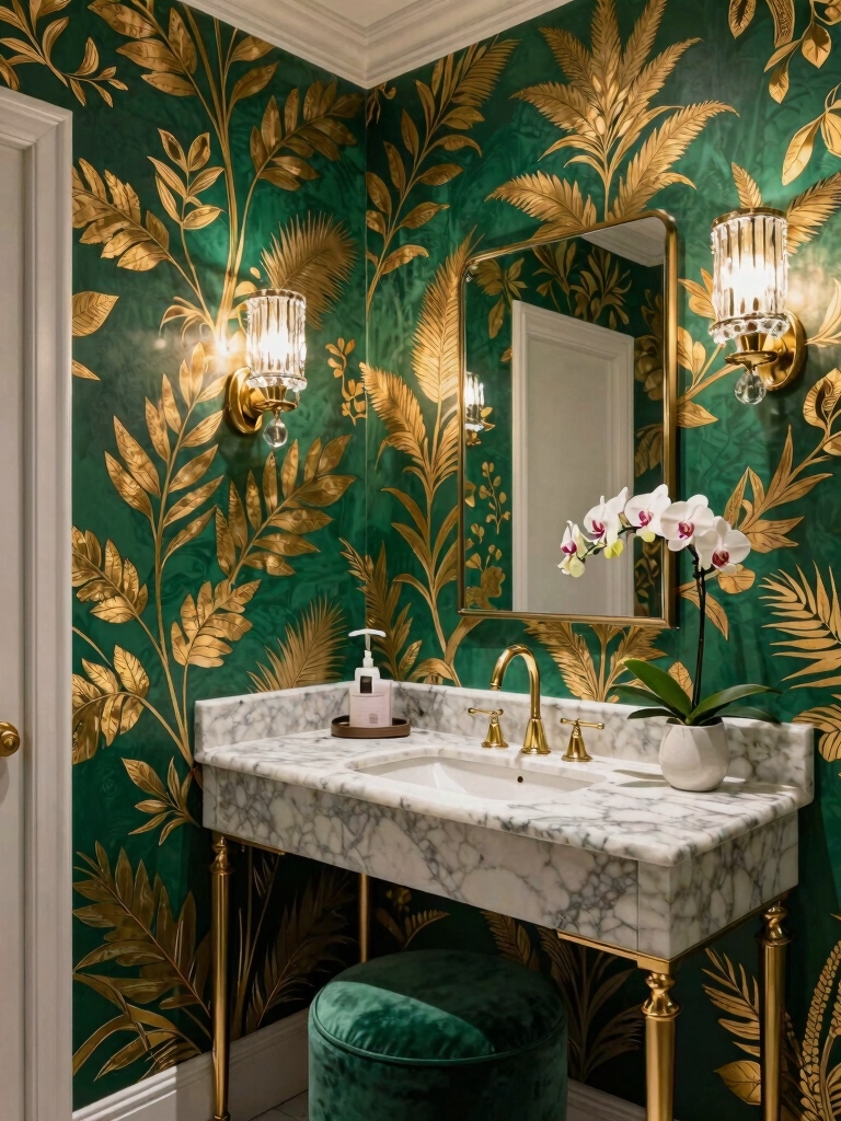stylish wallpaper for powder rooms