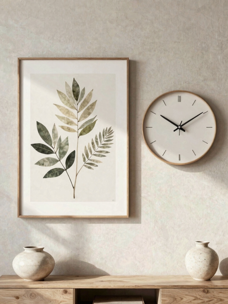 themed clock and art